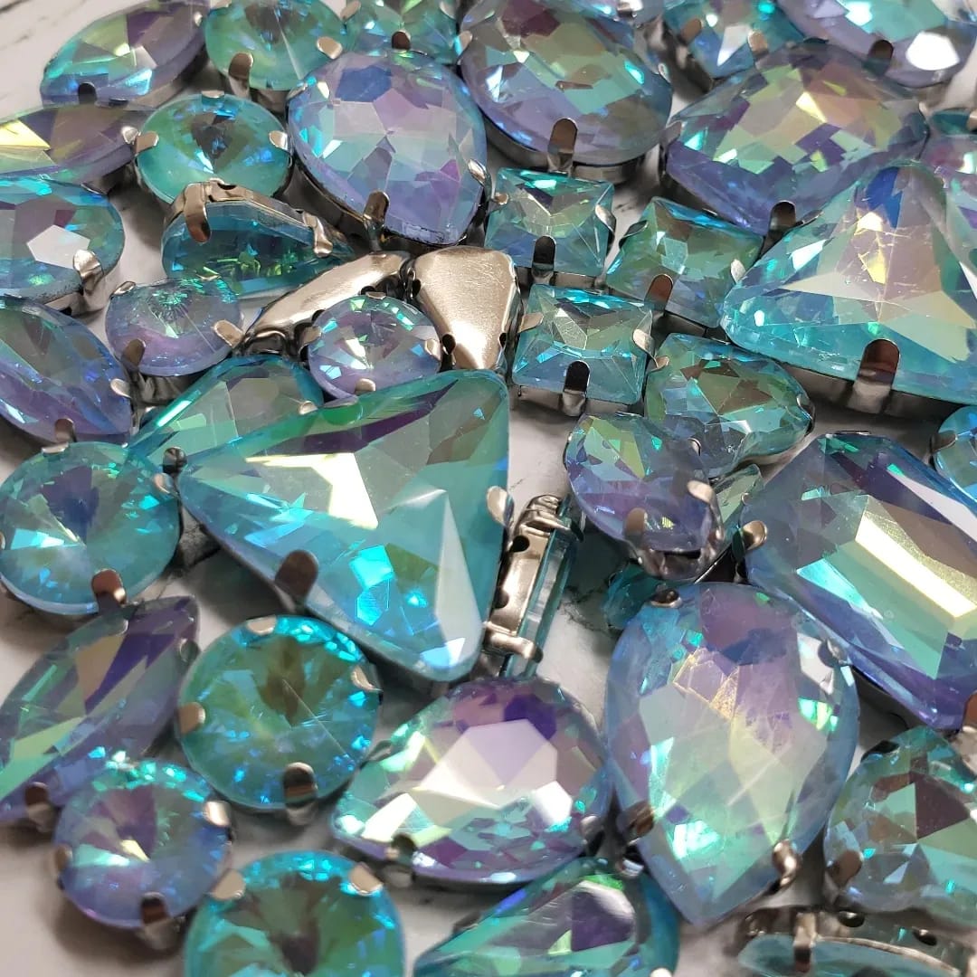 Baby Blue Mixed Pack Rhinestones- SILVER CLAW