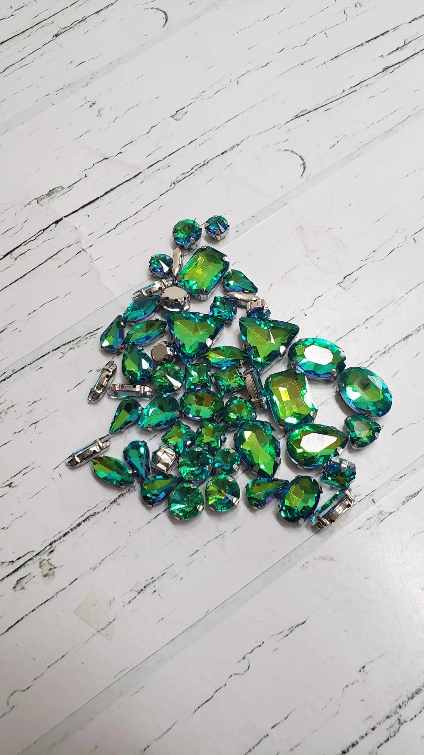 Fruit Green Rainbow Mixed Pack Rhinestones- 50 pieces- silver