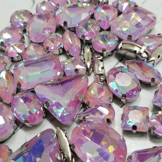 Violet Ab Mixed Pack Rhinestones- Silver claw