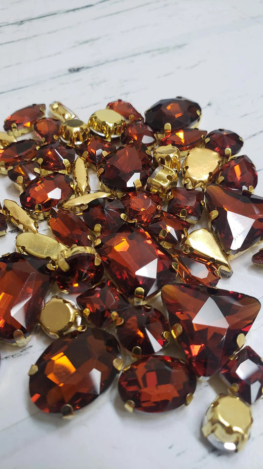 Tea Mixed Pack Rhinestones- 50 pieces- Gold